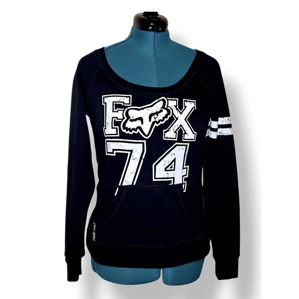 FOX 74 WOMANS SCOOP NECK STYLE SWEATSHIRT SIZE SMALL Y2K WITH KANGAROO POCKET